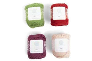 knitting yarn, crochet yarn, mindfulness and relaxation 100 percent cotton yarn, multicolor 4-pack medium number 4 worsted bundle, flora, soft & gentle for baby items – by mindfulknits