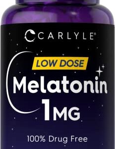 Carlyle Melatonin 1 mg | 400 Low Dose Tablets | Drug Free Aid | Vegetarian, Non-GMO, Gluten Free