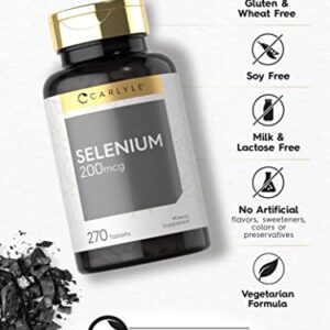 Selenium Supplement | 200mcg Tablets | Vegetarian, Non-GMO, Gluten Free | by Carlyle