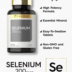 Selenium Supplement | 200mcg Tablets | Vegetarian, Non-GMO, Gluten Free | by Carlyle