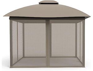 gazebo mosquito netting screen 4-panels universal replacement for patio, outdoor canopy, garden and backyard (12'x12', beige)