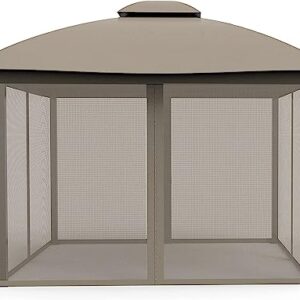 Gazebo Mosquito Netting Screen 4-Panels Universal Replacement for Patio, Outdoor Canopy, Garden and Backyard (12'x12', Beige)