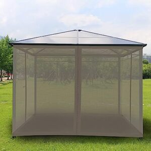 Gazebo Mosquito Netting Screen 4-Panels Universal Replacement for Patio, Outdoor Canopy, Garden and Backyard (12'x12', Beige)