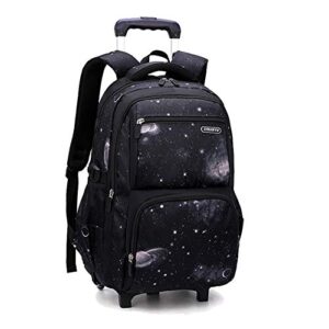 mitowermi boys rolling backpacks kids'luggage wheeled backpack for school kids trolley bags space-galaxy durable roller bookbag on 2 wheels