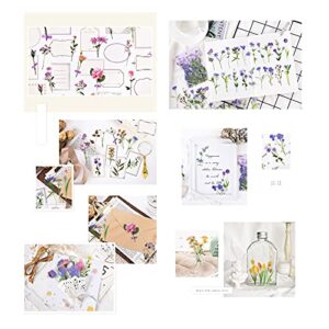 MAXLEAF 240PCS Vintage Plants Flowers Daisy PET Transparent Stickers for Decoration Planners Scrapbook Laptops (Dark Flower)