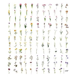 MAXLEAF 240PCS Vintage Plants Flowers Daisy PET Transparent Stickers for Decoration Planners Scrapbook Laptops (Dark Flower)