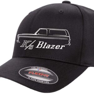 1973-91 K5 Blazer 4x4 Truck Outline Design Flexfit 6277 Athletic Baseball Fitted Hat Cap Black L/XL