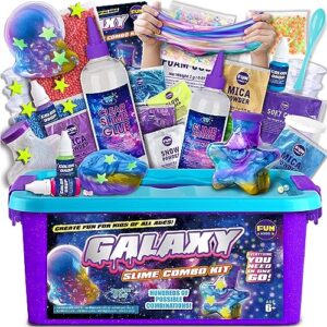 toy galaxy slime kit for boys girls 10-12, funkidz ultimate fluffy slime making kit for kids ages 8-10 d.i.y. glow, galactic, fun slime gifts