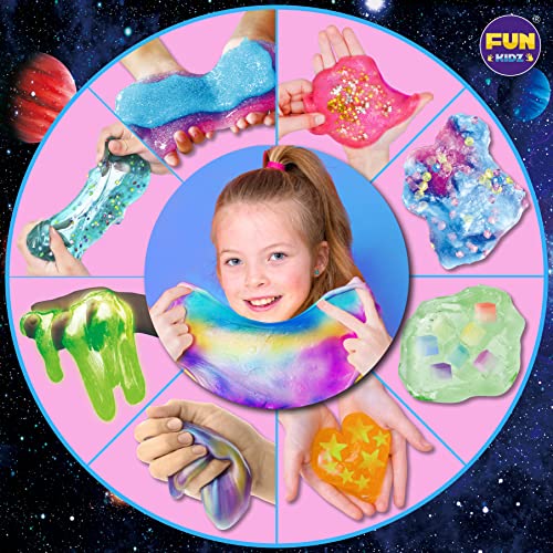 Toy Galaxy Slime Kit for Boys Girls 10-12, FunKidz Ultimate Fluffy Slime Making Kit for Kids Ages 8-10 D.I.Y. Glow, Galactic, Fun Slime Gifts