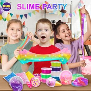 33 Cups Jumbo Slime Kit for Girls and Boys, FunKidz Premade Ultimate Slime Pack to DIY Big Fluffy Slime Making Kits Super Party Favors Gift Toys for Kids