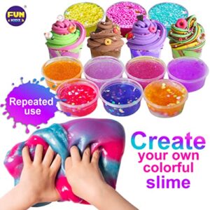 33 Cups Jumbo Slime Kit for Girls and Boys, FunKidz Premade Ultimate Slime Pack to DIY Big Fluffy Slime Making Kits Super Party Favors Gift Toys for Kids