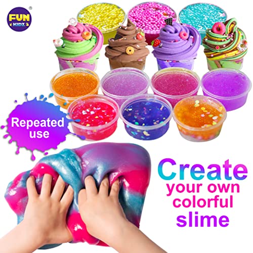 33 Cups Jumbo Slime Kit for Girls and Boys, FunKidz Premade Ultimate Slime Pack to DIY Big Fluffy Slime Making Kits Super Party Favors Gift Toys for Kids