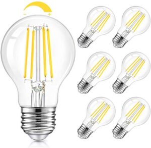 tobusa led a19 dimmable light bulbs 100w equivalent, vintage e26 edison bulbs 8w 1200lm, 5000k daylight white, clear antique led filament bulb for home, bathroom, 6-pack