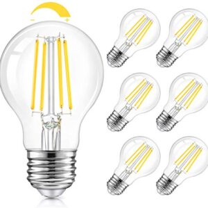 TOBUSA LED A19 Dimmable Light Bulbs 100W Equivalent, Vintage E26 Edison Bulbs 8W 1200LM, 5000K Daylight White, Clear Antique LED Filament Bulb for Home, Bathroom, 6-Pack