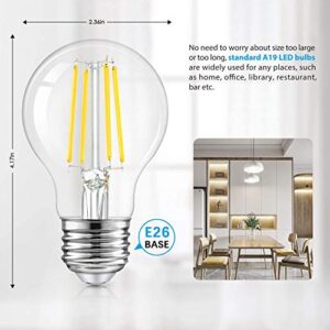 TOBUSA LED A19 Dimmable Light Bulbs 100W Equivalent, Vintage E26 Edison Bulbs 8W 1200LM, 5000K Daylight White, Clear Antique LED Filament Bulb for Home, Bathroom, 6-Pack