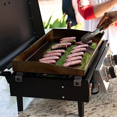 Razor Griddle GGT2131M 25 Inch Outdoor 2 Burner Portable LP Propane Gas Grill Griddle with 318 Sq In and Top Cover Lid for BBQ Cooking, Black (Steel)