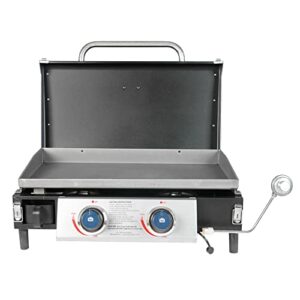 Razor Griddle GGT2131M 25 Inch Outdoor 2 Burner Portable LP Propane Gas Grill Griddle with 318 Sq In and Top Cover Lid for BBQ Cooking, Black (Steel)