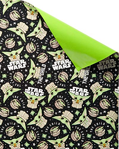 American Greetings Star Wars Mandalorian Wrapping Paper, The Child/Baby Yoda (1 Roll, 75 sq. ft.)