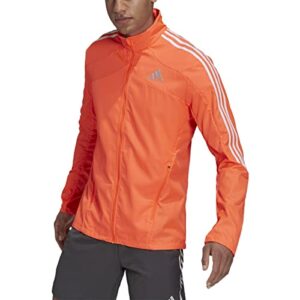 adidas men's marathon jacket 3-stripes, solar red/white, small