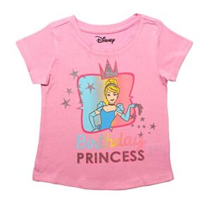 disney princess cinderella girl's birthday blouse tee shirt, scoop neck pink