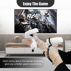 AMVR Controller Grips for Oculus Quest 2, Silicone Touch Controller Cover Protector Accessories with Adjustable Non-Slip VR Hand Straps Compatible with Meta Quest 1/Rift S (White, 1 Pair)