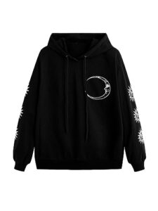 sweatyrocks women's hoodie tops casual long sleeve graphic tunic sweatshirts top moon print m