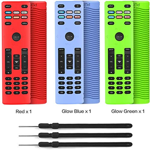 [3 Pack] TOLUOHU Case for Vizio XRT136 Remote Cover Case,for Vizio Remote Control Smart TV Remote Cover Case Glow Skin Sleeve with Lanyard(Shockproof/Anti-Slip/Lightweight)
