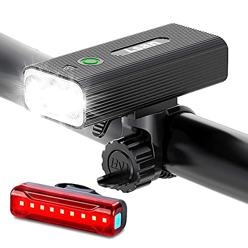 1200 Lumens Bike Lights Front and Back,USB Rechargeable Bicycle Light,Super Bright 3 LED Bike Lights for Night Riding,Bike Headlight with Power Bank Function,IPX5 Waterproof,3+5 Light Modes