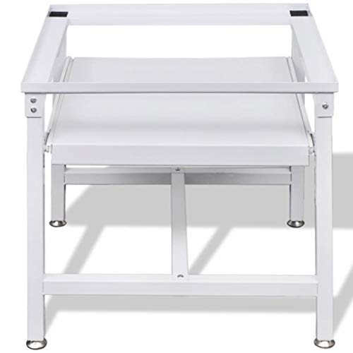 INLIFE Washer Dryer Stand with Pull-Out Shelf, Heavy Duty Washing Machine Pedestal Adjustable Height Base for Mini Air Conditioner Refrigerator Dryer 24.8"x21.3"x12.2"(WxDxH)