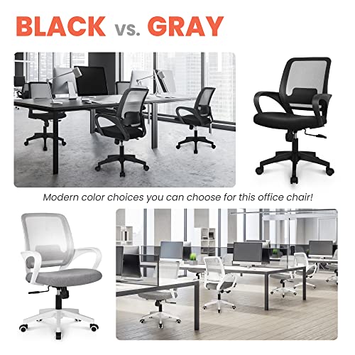 NEO CHAIR Office Chair Ergonomic Desk Chair Mesh Computer Chair Lumbar Support Modern Executive Adjustable Rolling Swivel Chair Comfortable Mid Black Task Home Office Chair (Grey)