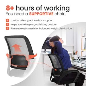 NEO CHAIR Office Chair Ergonomic Desk Chair Mesh Computer Chair Lumbar Support Modern Executive Adjustable Rolling Swivel Chair Comfortable Mid Black Task Home Office Chair (Grey)