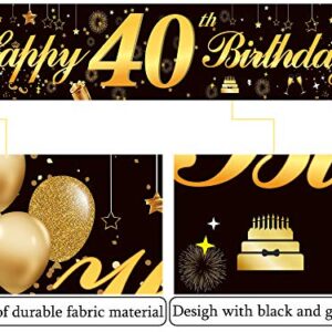 Happy 30th Birthday Banner,Birthday Party Sign Backdrop Banner For Men Women Cheer to 30 Years,Durable Black&Gold Glitter Birthday Sign Yard Sign For 30th Birthday Party Decoration Supplies(30 Black)