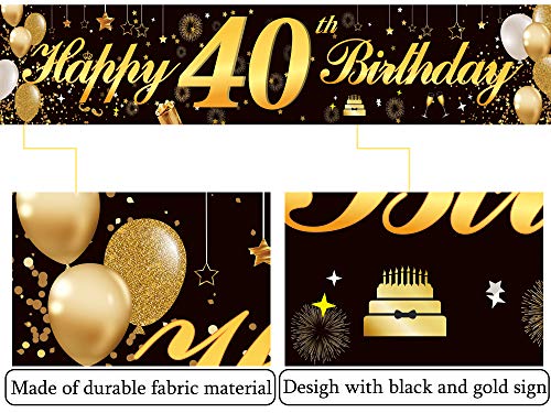 Happy 30th Birthday Banner,Birthday Party Sign Backdrop Banner For Men Women Cheer to 30 Years,Durable Black&Gold Glitter Birthday Sign Yard Sign For 30th Birthday Party Decoration Supplies(30 Black)