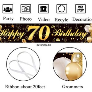 Happy 30th Birthday Banner,Birthday Party Sign Backdrop Banner For Men Women Cheer to 30 Years,Durable Black&Gold Glitter Birthday Sign Yard Sign For 30th Birthday Party Decoration Supplies(30 Black)