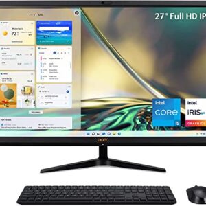 Acer Aspire 27" FHD Premium All-in-One Computer | 12th Gen Intel Core i5-1235U | Intel Iris Xe Graphics | Wireless Mouse & Keyboard | Windows 11 (Black, 16GB RAM | 512GB SSD)