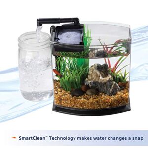 Aqueon LED MiniBow Small Aquarium Fish Tank Kit with SmartClean Technology, Blue, 1 Gallon