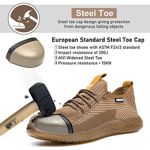 Furuian Steel Toe Shoes for Men Comfortable Safety Shoes Non Slip Steel Toe Sneakers Warehouse Industry Contstruction Mens Work Shoes Size M10.5/W12