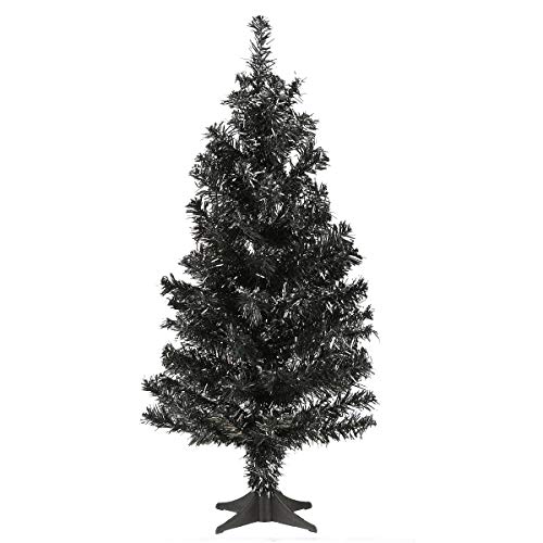 National Tree Company Tinsel Tree, Black, Halloween Collection, 24 in