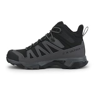 salomon x ultra 4 mid gore-tex hiking boots for men, black/magnet/pearl blue, 10.5