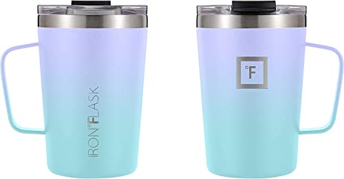 IRON °FLASK Grip Coffee Mug - 12 Oz, Leak Proof, Vacuum Insulated Stainless Steel Bottle, Double Walled, Thermo Travel, Hot Cold, Water Metal Canteen