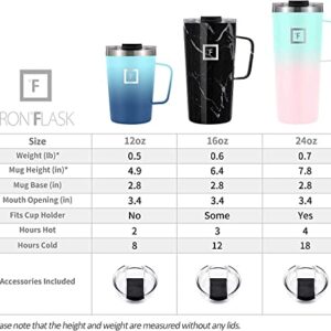 IRON °FLASK Grip Coffee Mug - 12 Oz, Leak Proof, Vacuum Insulated Stainless Steel Bottle, Double Walled, Thermo Travel, Hot Cold, Water Metal Canteen