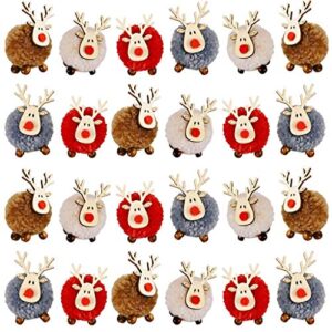 partyyeah 24pcs christmas cute wool felt wooden elk antler pendants christmas tree decorations cute deer craft ornament for christmas 2022 new year home decor