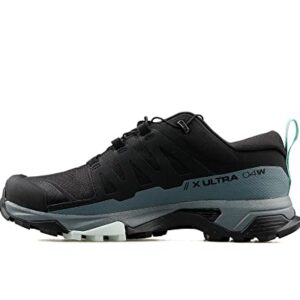 Salomon X Ultra 4 Gore-TEX Hiking Shoes for Women, Black/Stormy Weather/Opal Blue, 7