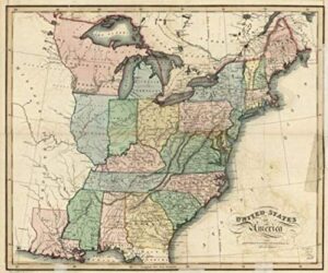 1818 map| united states of america| united states map size: 20 inches x 24 inches |fit