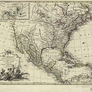 1757 Map| North America| L'Amerique septentrionale, Map Size: 20 inches x 24 inches |F