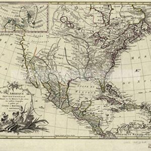 1757 Map| North America| L'Amerique septentrionale, Map Size: 20 inches x 24 inches |F