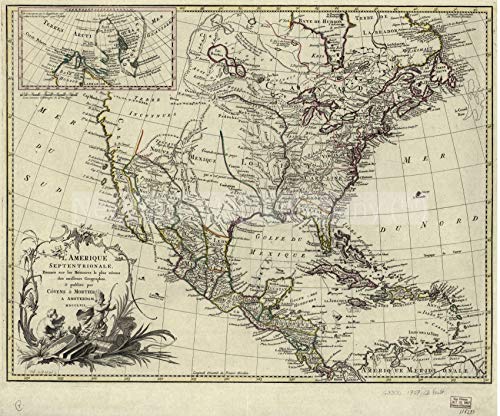 1757 Map| North America| L'Amerique septentrionale, Map Size: 20 inches x 24 inches |F