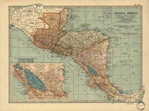 1902 map| central america| central america map size: 18 inches x 24 inches |fits 18x24