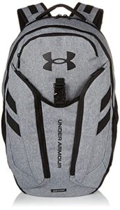 under armour adult hustle pro backpack , pitch gray medium heather (012)/black , one size fits all