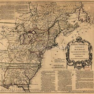 1755 Map| North America| North America Map Size: 22 inches x 24 inches |Fits 22x24 siz